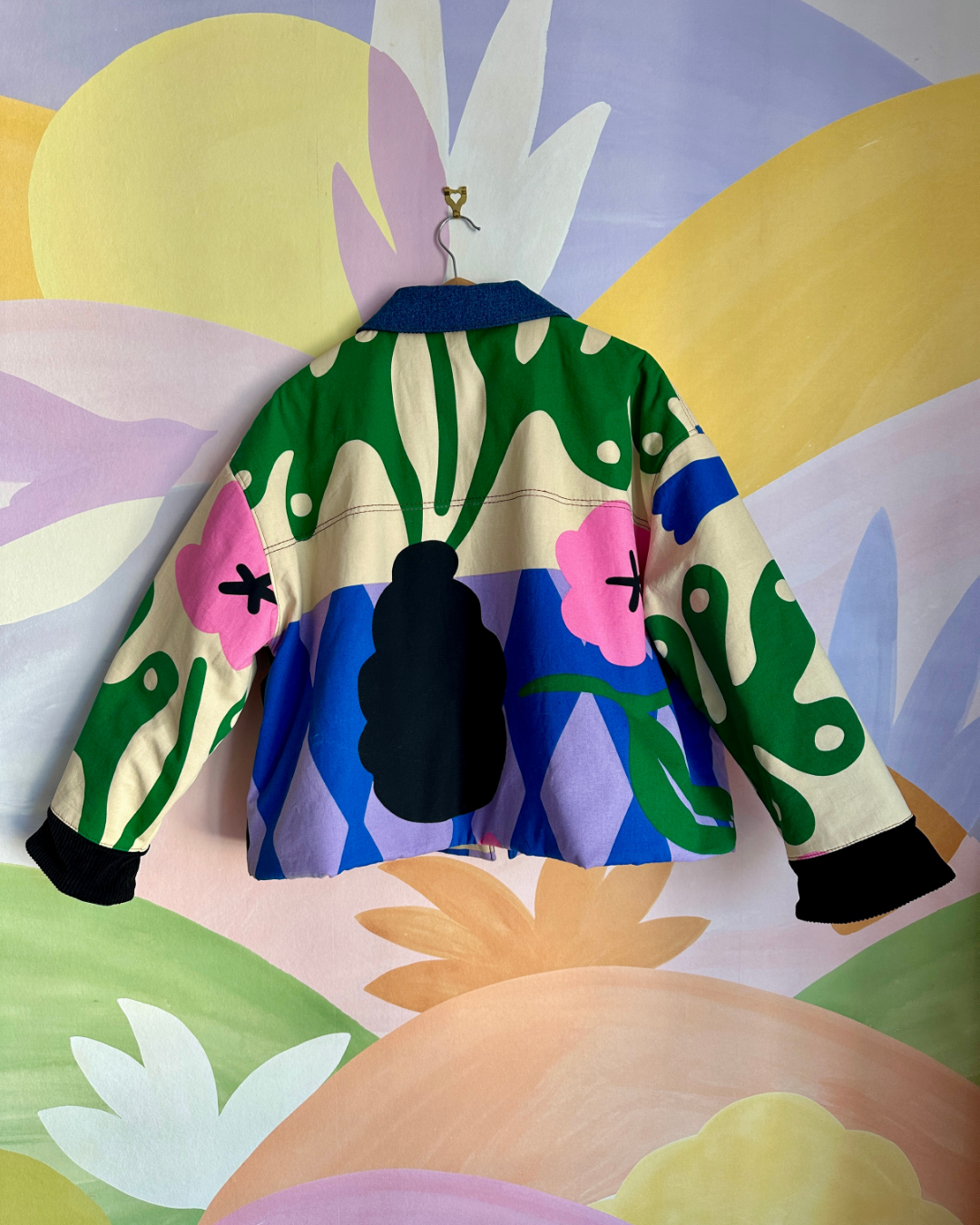Veste Stéphane - Barn Jacket imprimé Ikea Ecru / Bleu / Vert / Rose / Noir - Fait main à Reims (France)