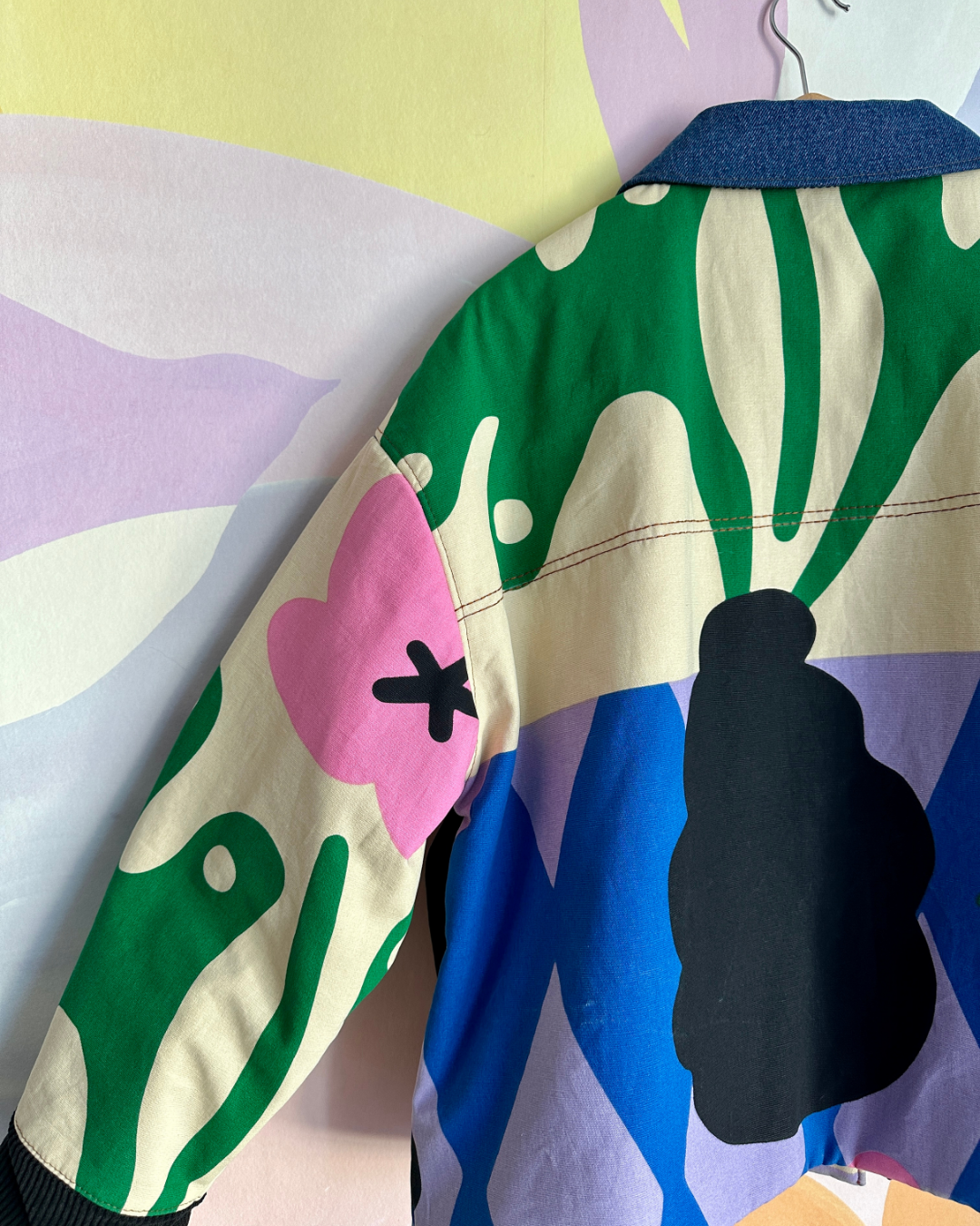 Veste Stéphane - Barn Jacket imprimé Ikea Ecru / Bleu / Vert / Rose / Noir - Fait main à Reims (France)