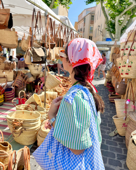 Bandana Piments rose / rouge (motif exclusif Manon L. Delahaute)