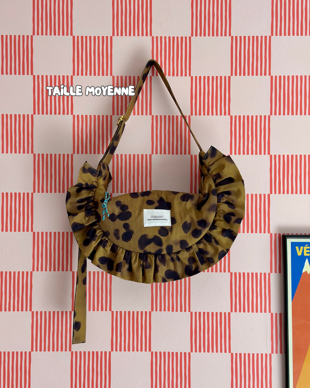 SAC CROISSANT Taille Moyenne et Large - Léopard - Fait main à Reims (France)