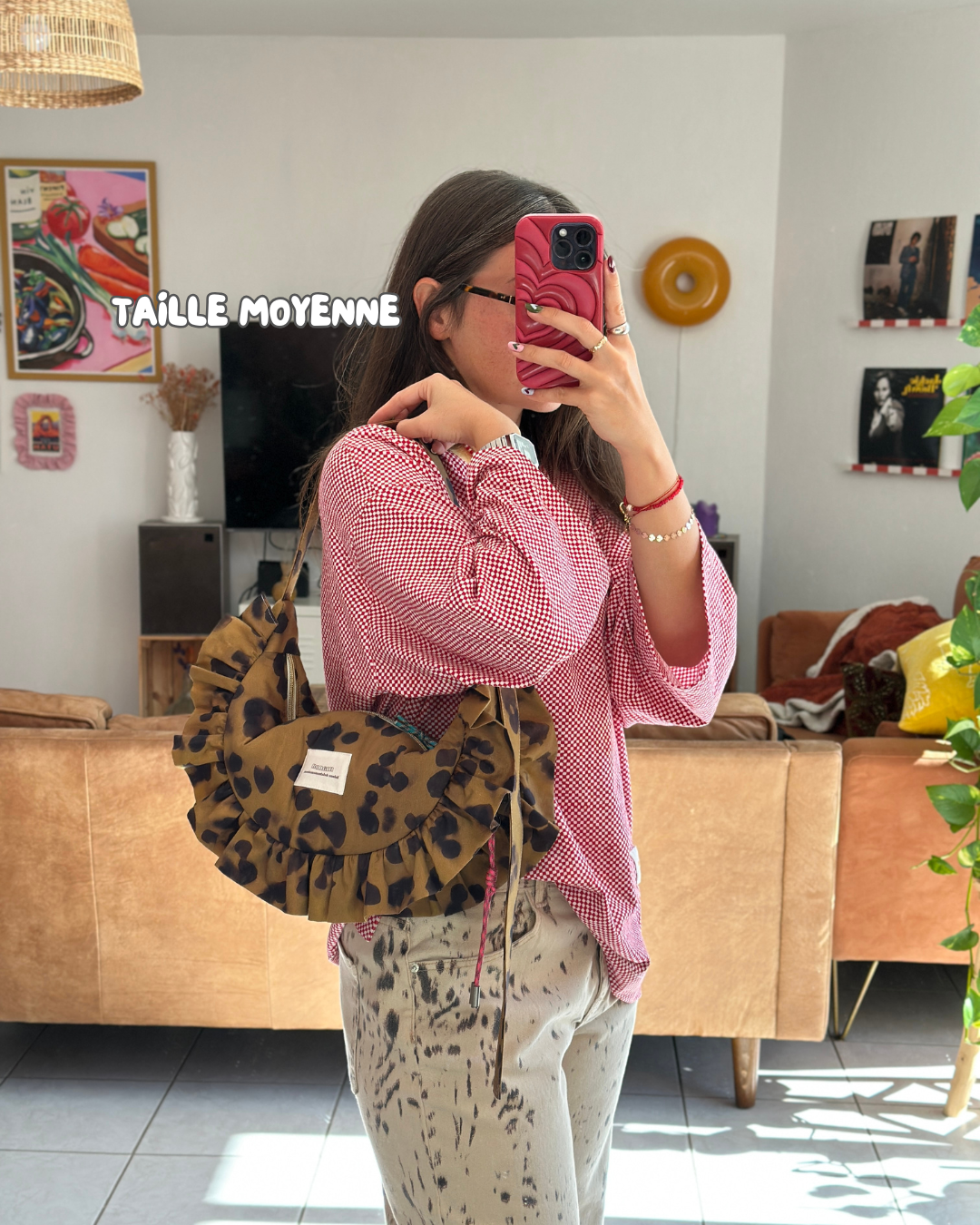 SAC CROISSANT Taille Moyenne et Large - Léopard - Fait main à Reims (France)