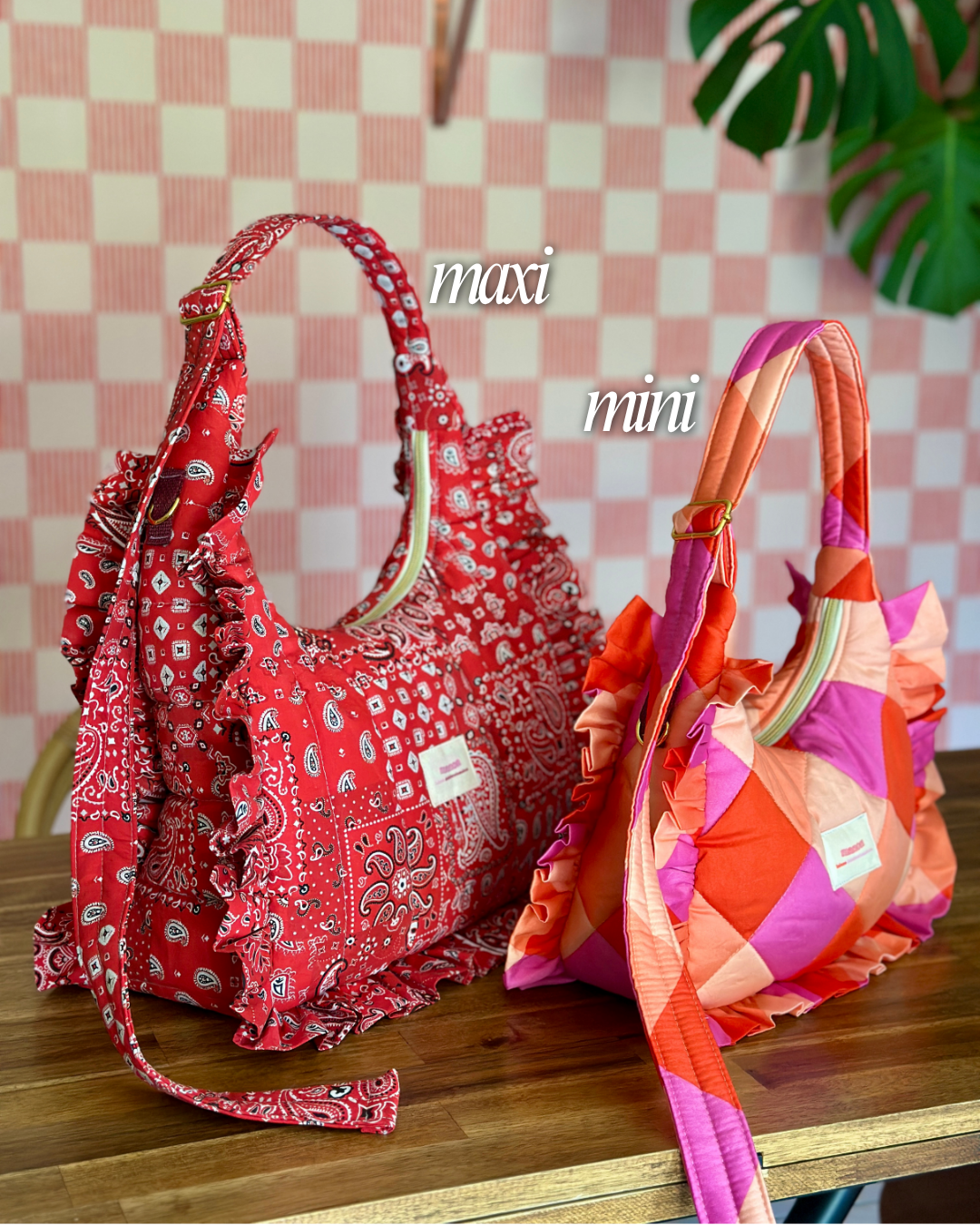 Pré-commande SAC CHOUQUETTE - Bleu clair à pois rose framboise - Fait main à Reims (France)
