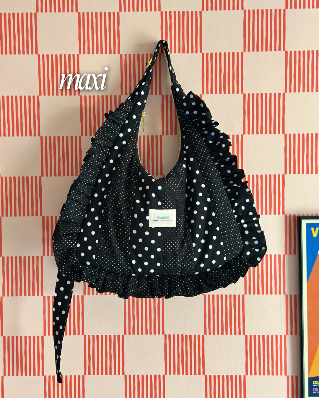 Pré-commande SAC CHOUQUETTE - Polka Dot Noir et Blanc - Fait main à Reims (France)