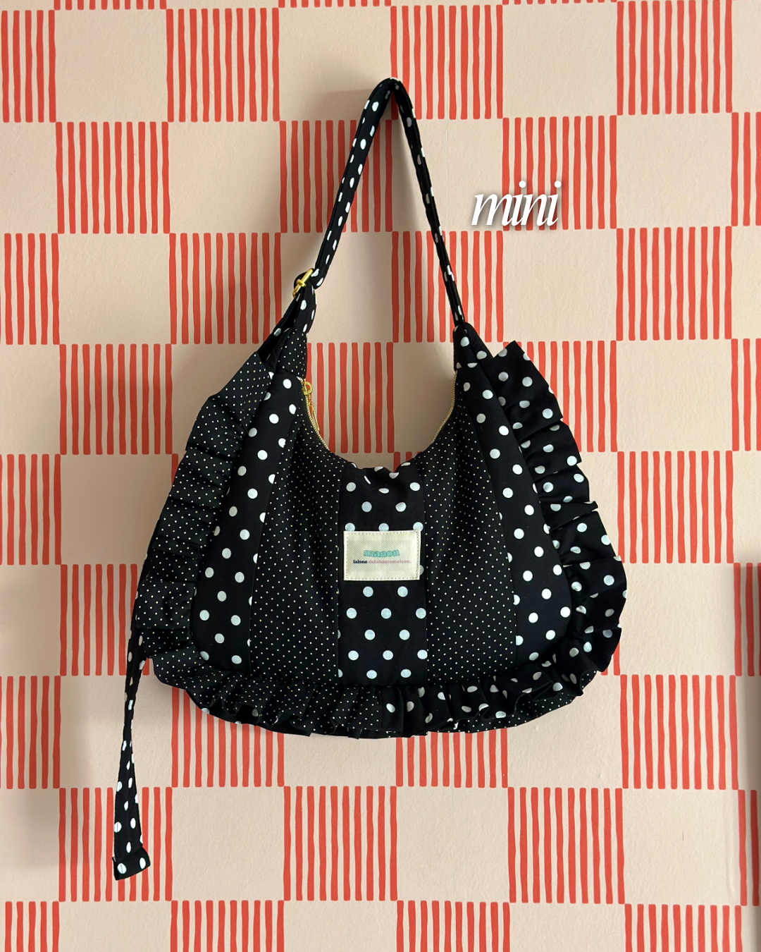Pré-commande SAC CHOUQUETTE - Polka Dot Noir et Blanc - Fait main à Reims (France)