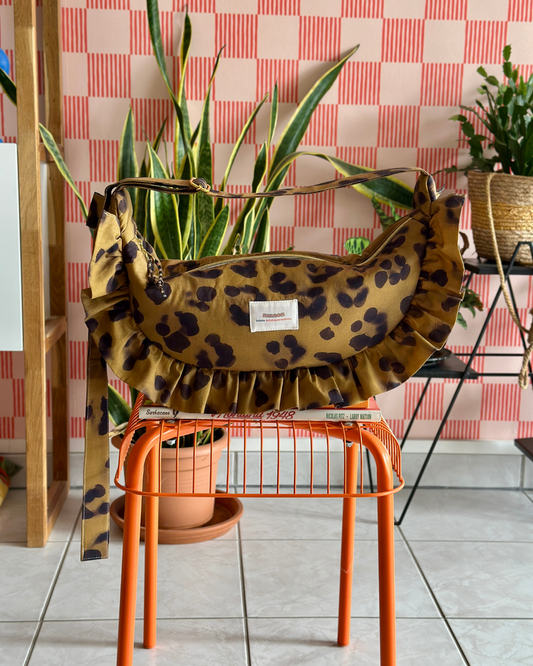 SAC CROISSANT Taille Moyenne et Large - Léopard - Fait main à Reims (France)