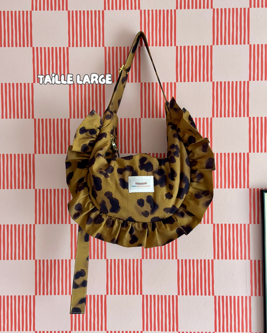 SAC CROISSANT Taille Moyenne et Large - Léopard - Fait main à Reims (France)