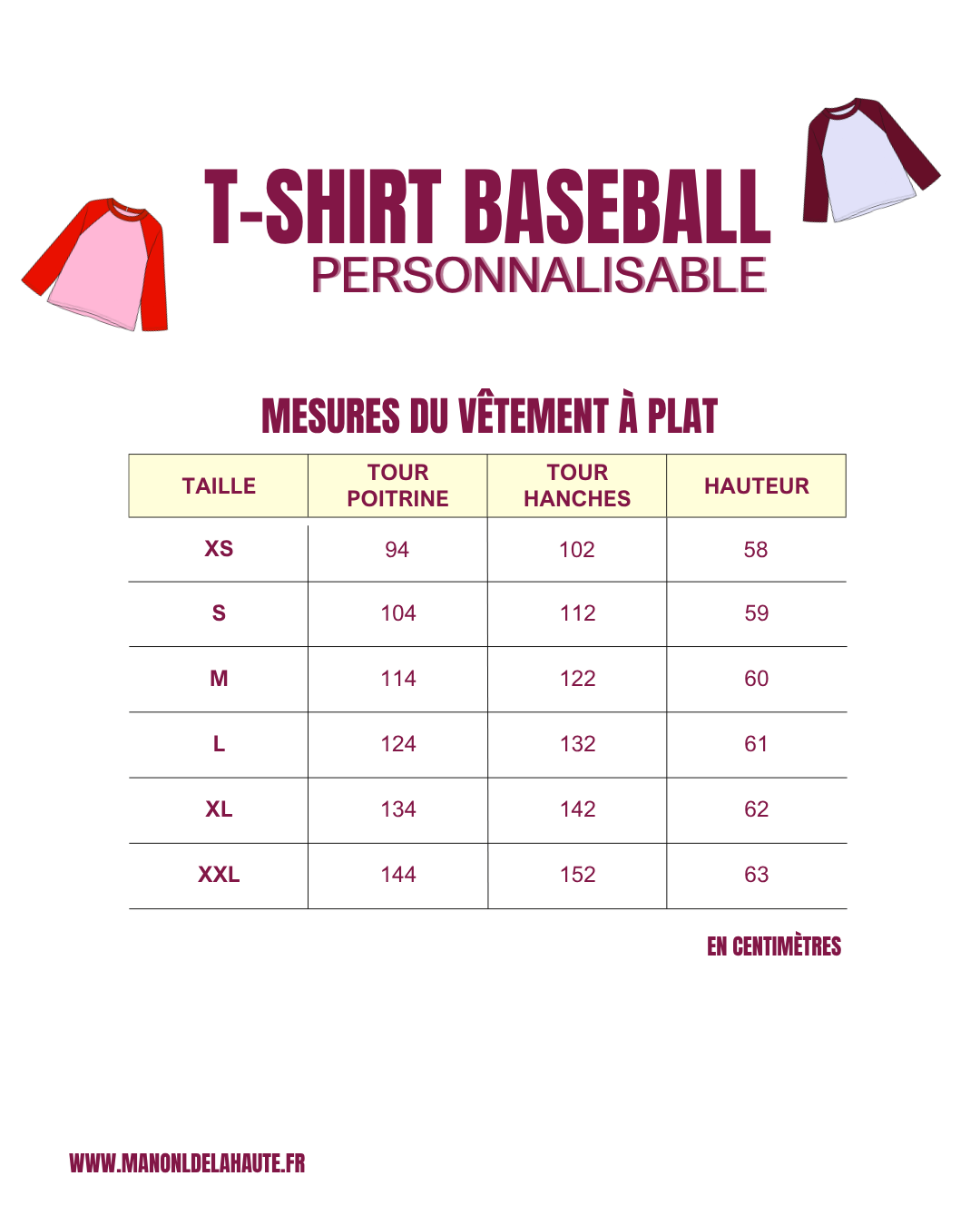 T-shirt Baseball à manches raglan personnalisable (pré-commande)