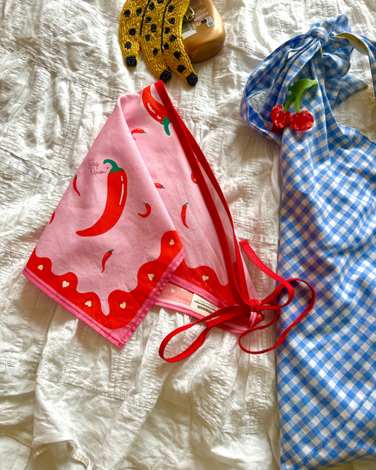 Bandana Piments rose / rouge (motif exclusif Manon L. Delahaute)