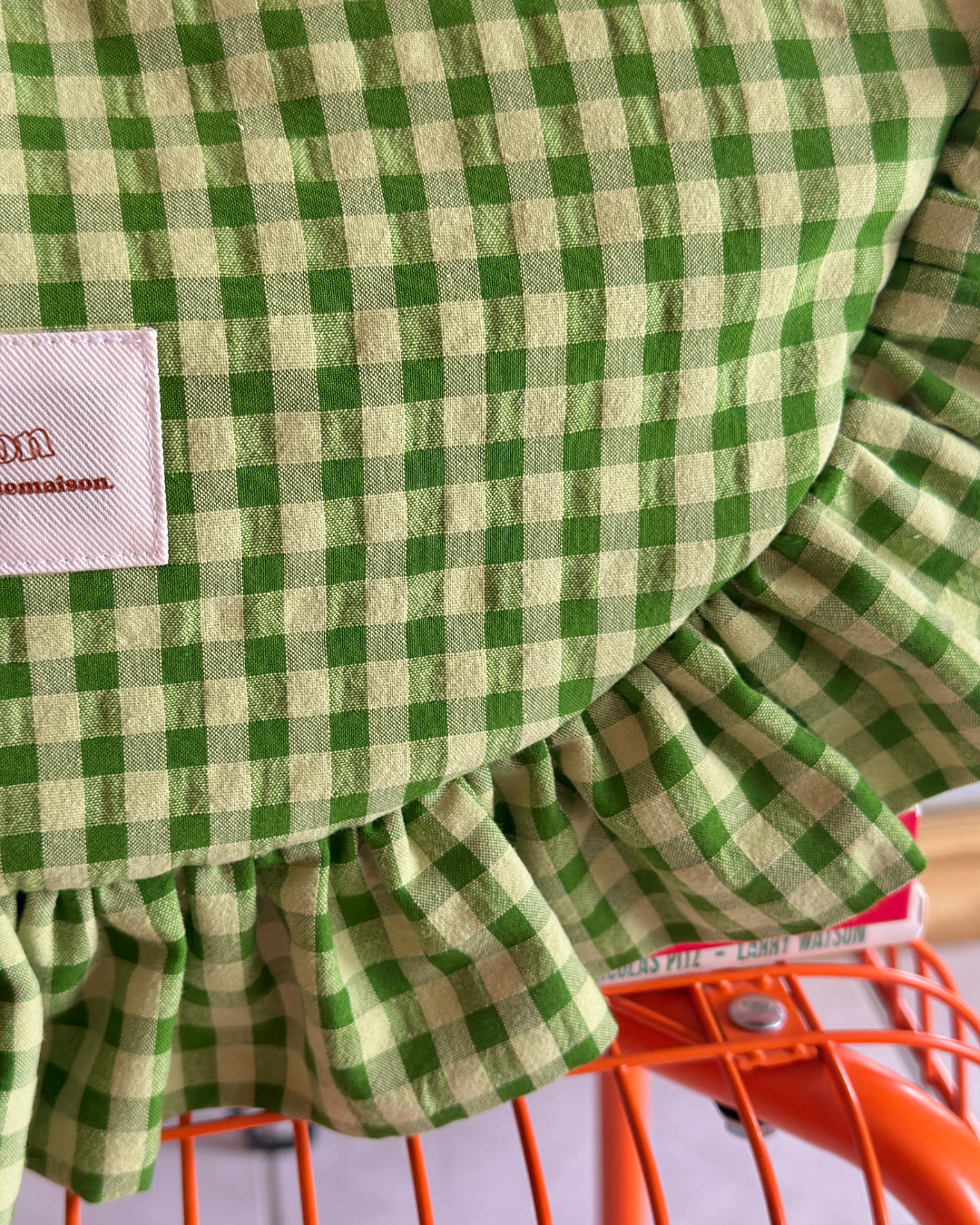 Pré-commande SAC CROISSANT Taille Moyenne et Large - Vichy Vert matcha / vert olive - Fait main à Reims (France)