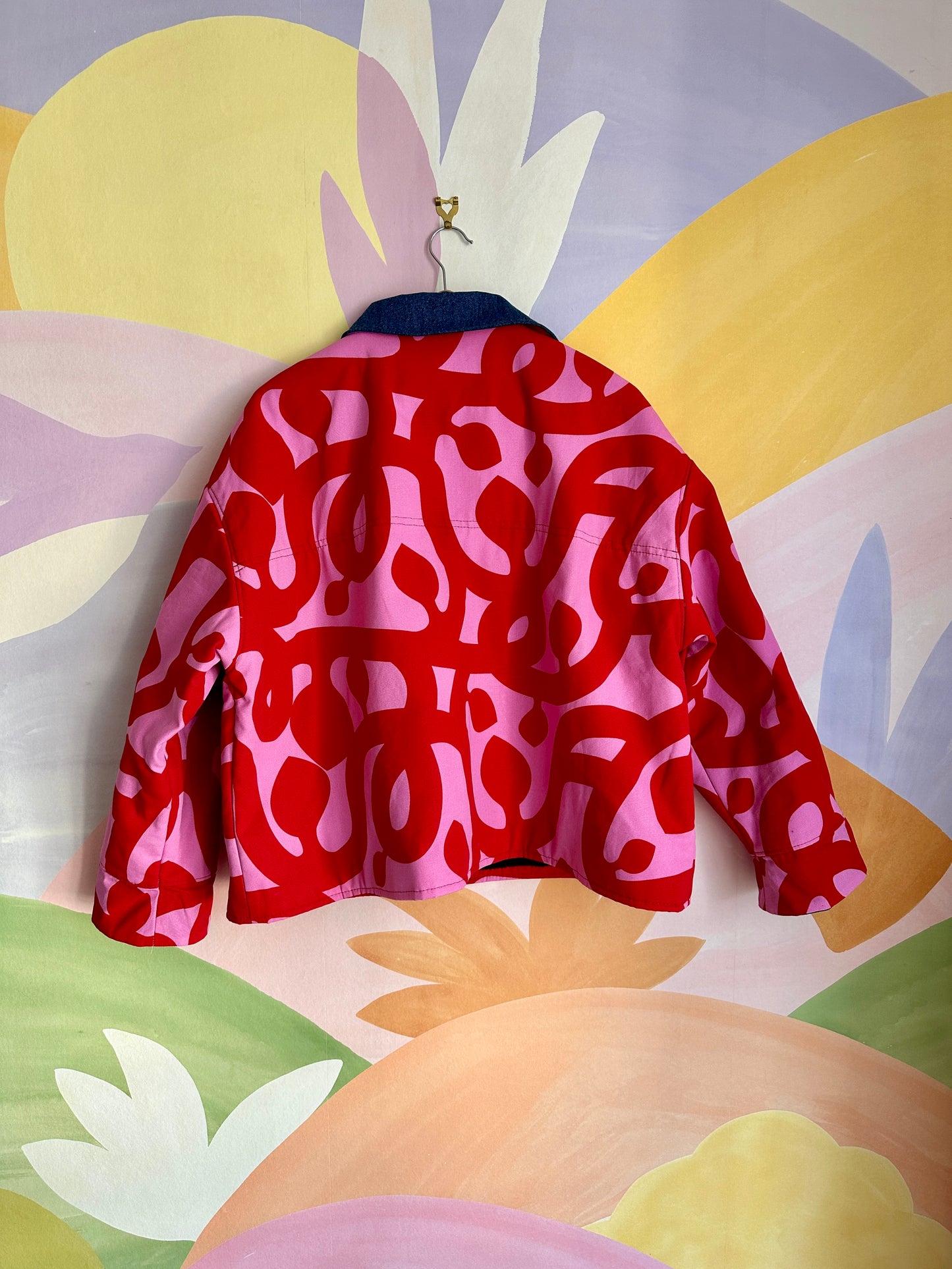 Barn Jacket Ikea print Red / Pink - Handmade in Reims (France)