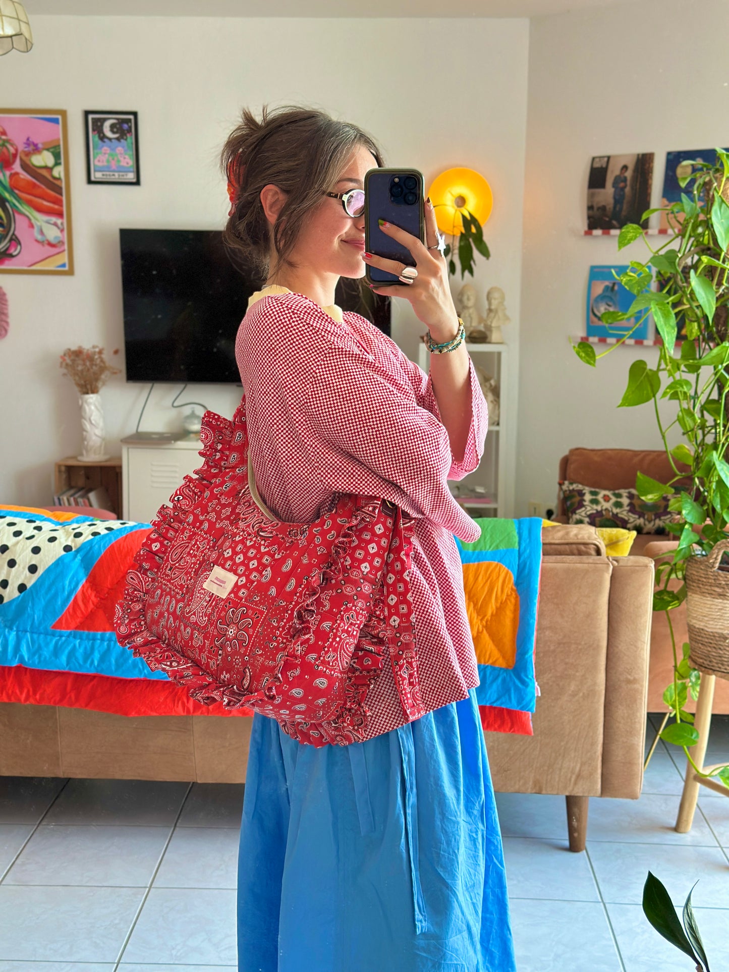 Pré-commande SAC CHOUQUETTE - Imprimé Bandana Rouge - Fait main à Reims (France)