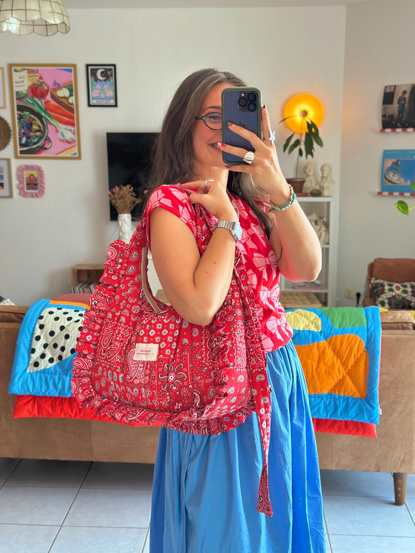 Pré-commande SAC CHOUQUETTE - Imprimé Bandana Rouge - Fait main à Reims (France)