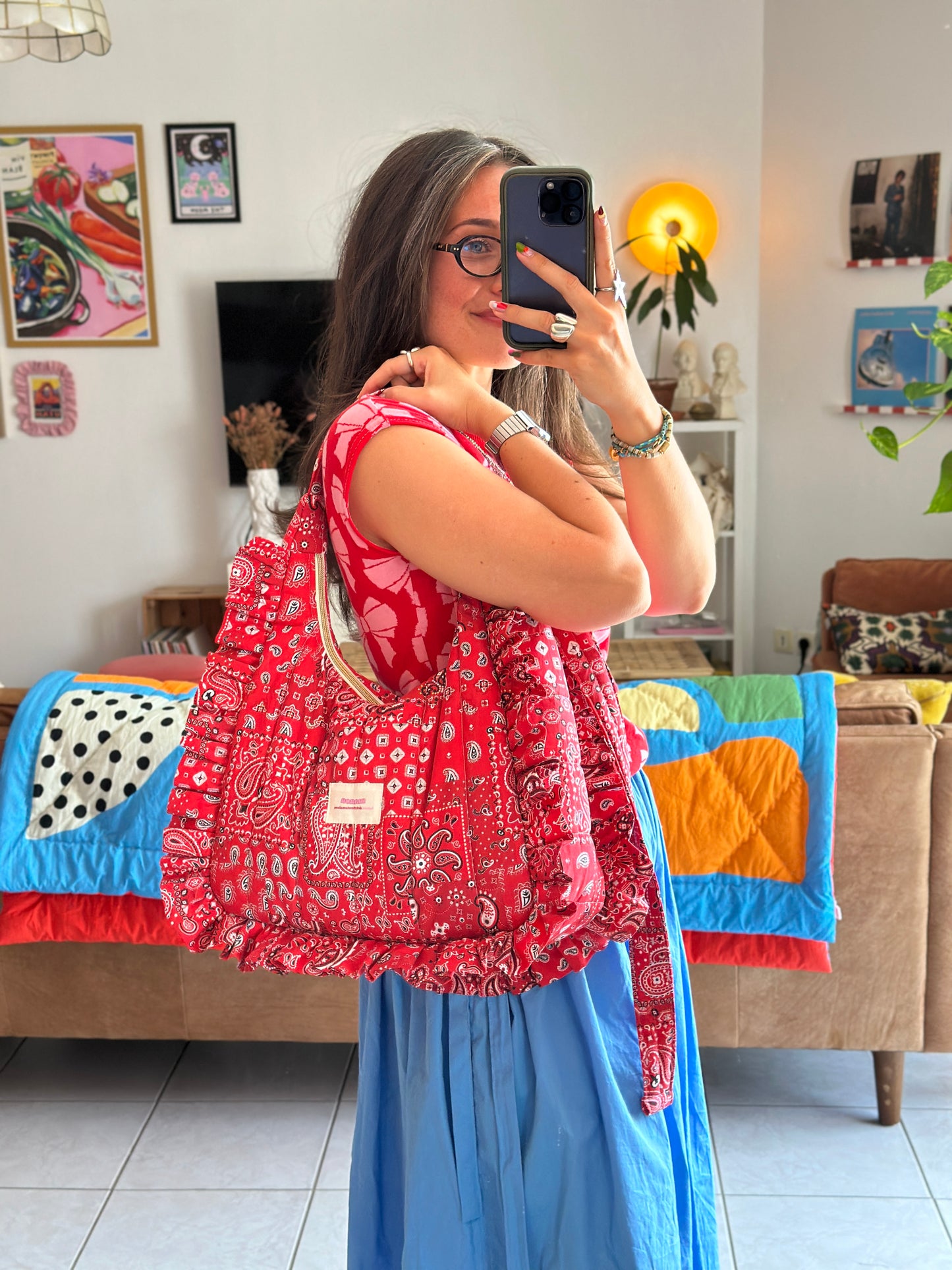 Pré-commande SAC CHOUQUETTE - Imprimé Bandana Rouge - Fait main à Reims (France)