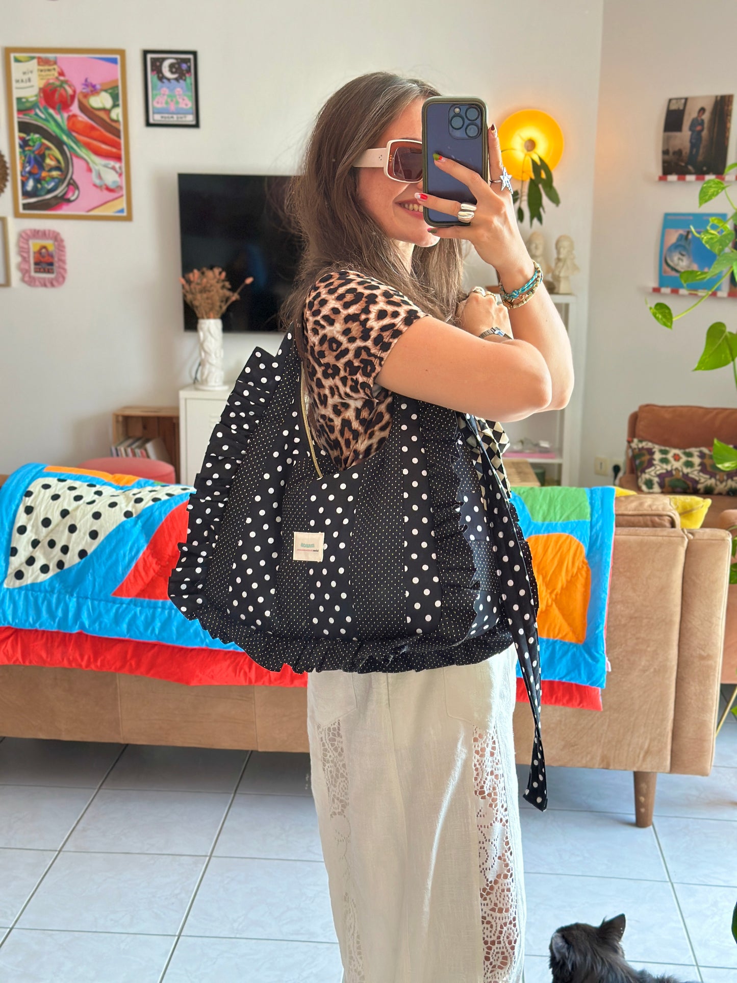 Pré-commande SAC CHOUQUETTE - Polka Dot Noir et Blanc - Fait main à Reims (France)