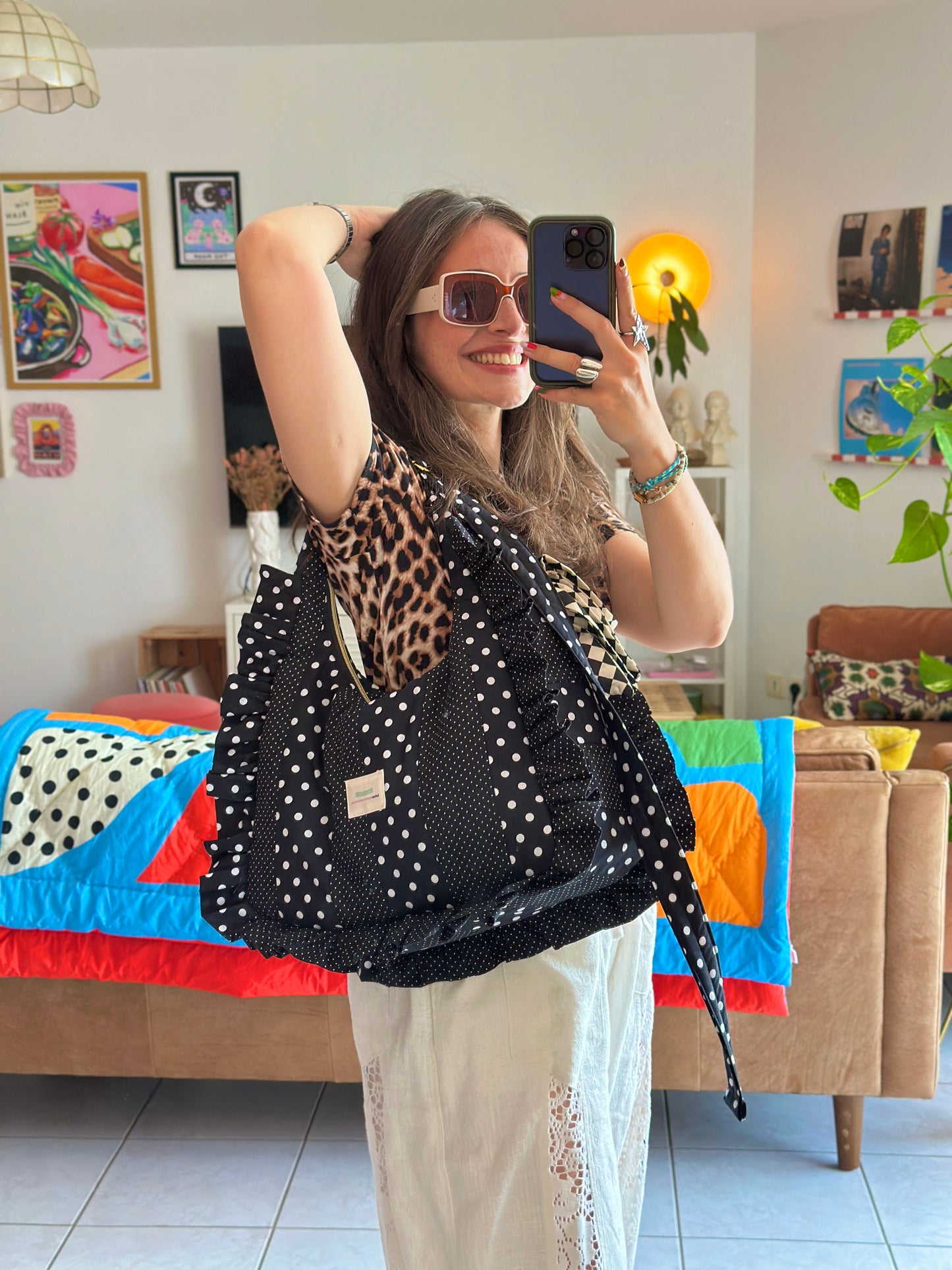 Pré-commande SAC CHOUQUETTE - Polka Dot Noir et Blanc - Fait main à Reims (France)