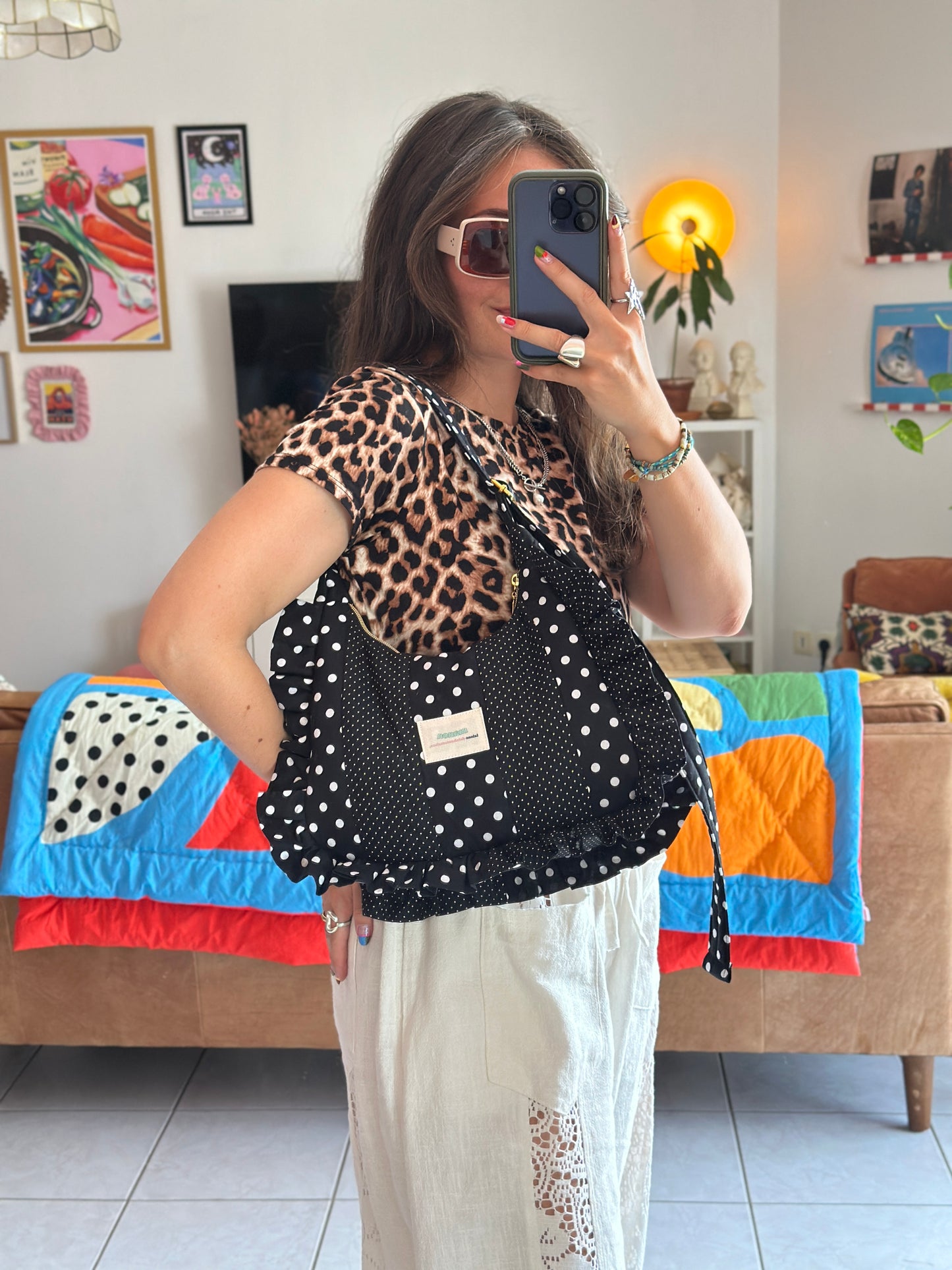 Pré-commande SAC CHOUQUETTE - Polka Dot Noir et Blanc - Fait main à Reims (France)