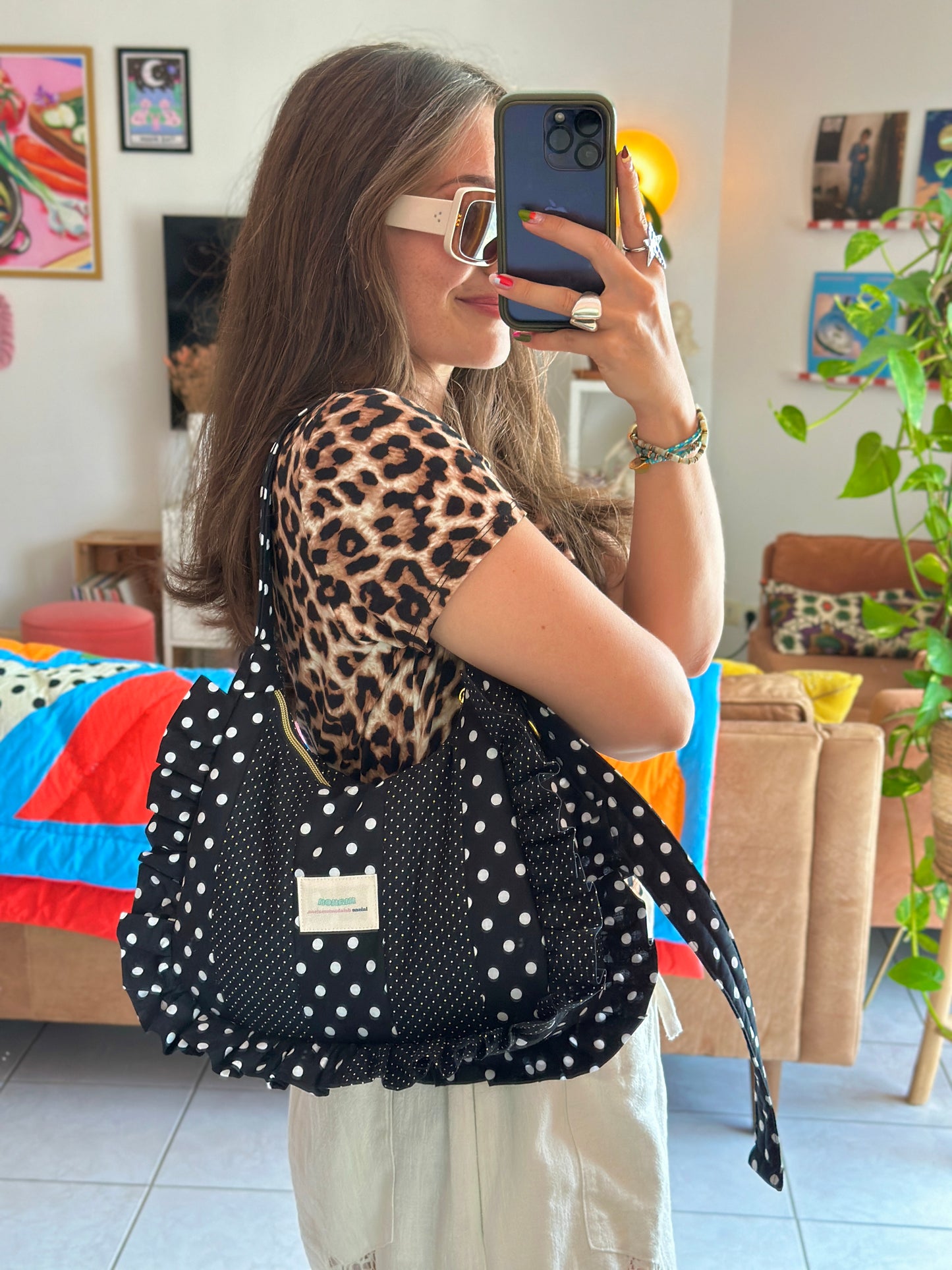 Pré-commande SAC CHOUQUETTE - Polka Dot Noir et Blanc - Fait main à Reims (France)